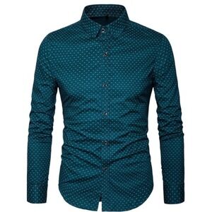 Muse Fath Shirt Mens Green Geometric Print Long Sleeve Button Up Dress Sz  Med #
